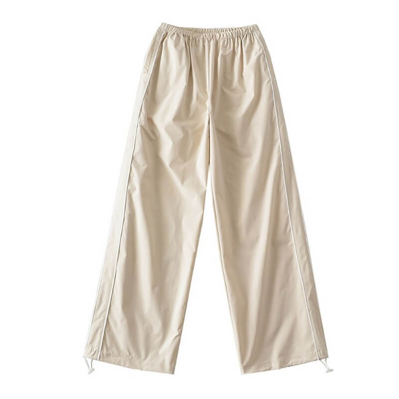 Oversized baggy high-waisted sweatpants in beige with side pockets, ideal for summer comfort. SF1031 for women.